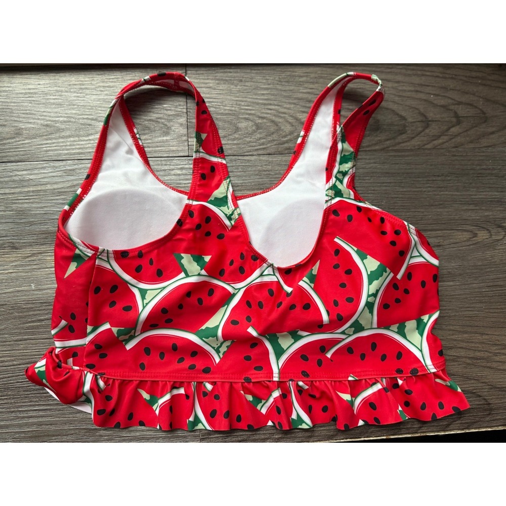Watermelon Print Ruffle Bikini Top Swimsuit Summer Beach Girls XL - Picture 2 of 4
